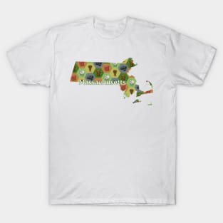 Massachusetts State Map Board Games T-Shirt